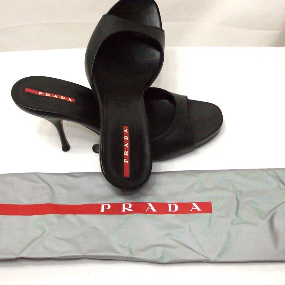 Prada Calzature Donna Flair Easy Black Sandal Slide Size 36.5 (61/2) Vintage